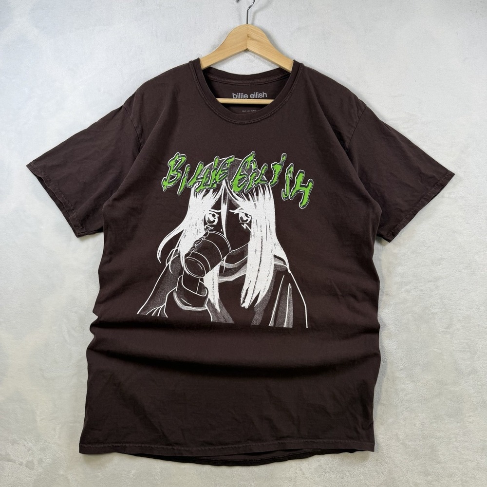Billie Eilish Shirt Top Womens Large Blue Anime Drink Girl Graphic Print